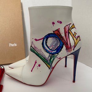 Christian Louboutin white "LOVE" booties
